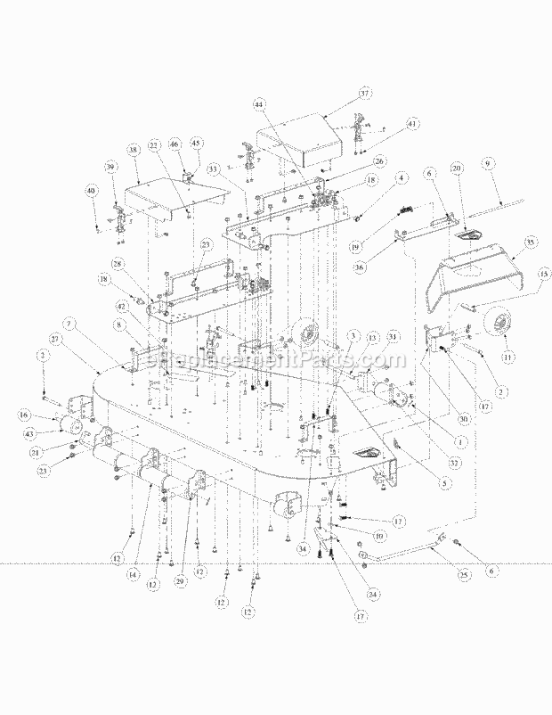 Fabricated Cutter Deck Diagram and Parts List for M60-KW 53BB5GFX750 Cub Cadet Sprayer